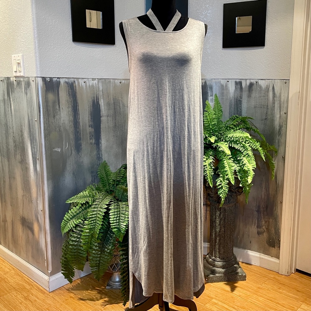 Heather grey high-low maxi dress size Large NWOT (B14)